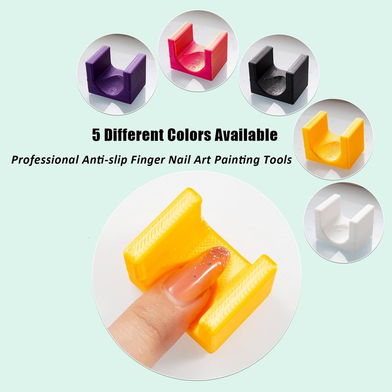 WEILUSI 5PCS Nail Art Finger Rest Stand, 5D Colorful Fixed Finger Bracket Professional Anti-slip Finger Nail Art Painting Tools for Women DIY Nail Polish Nail Art Salon - Image 4